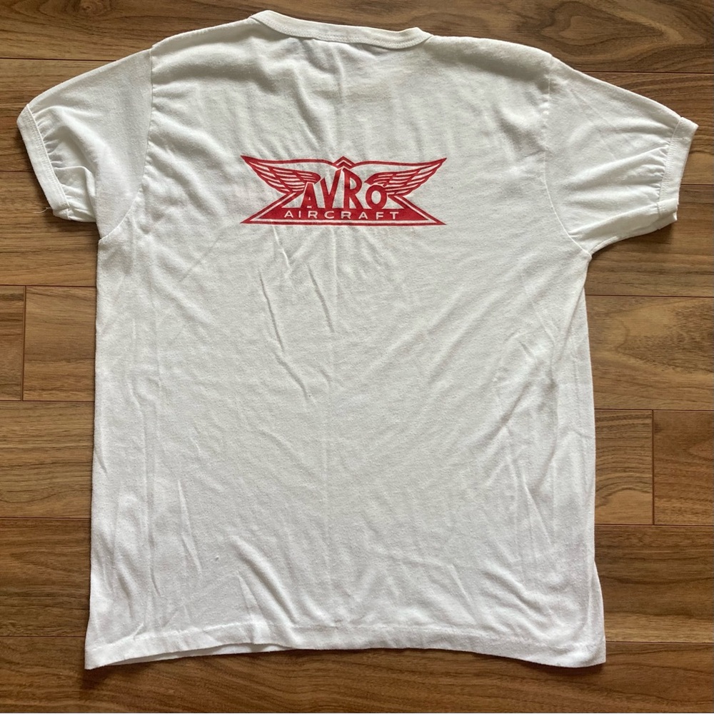 Vintage 1970s AVRO Arrow Aurcraft Canada White T Shirt Employee Large PENMANS